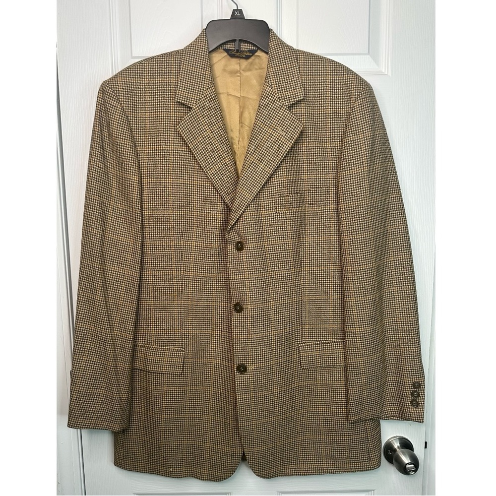 *BROOKS BROTHERS* Vintage Mini Houndstooth Plaid Wool Blazer Sports Coat